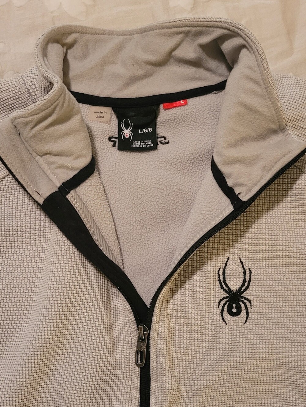 Spyder Men’s Size L Light Gray Full-Zip Fleece Sweater